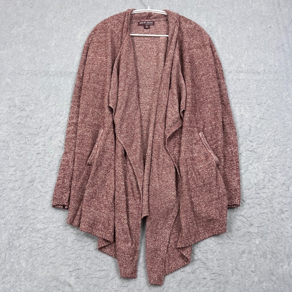 Barefoot Dreams Cardigan Womens Medium Pink CozyChic Lite Island Wrap Long Asym‎